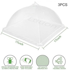 Fliegenschirm,Fliegenhaube Lebensmittel,Mesh-Material Fliegenhaube,Fliegenhaube Obst,Fliegenhaube Faltbar,Abdeckhauben für Obst,Fliegen und Mückenschutz,Für Lebensmittel Grill Partys,32*32cm,3pcs