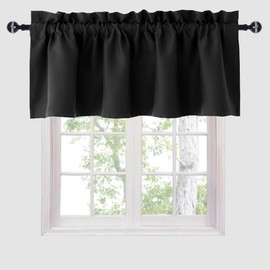 Hiasan Black Valance Curtains Blackout Rod Pocket Window Valance Curtains for Kitchen, 60 x 18 inchs, 1 Panel