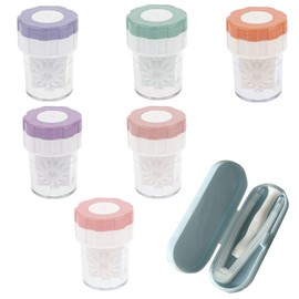 Manuelle Kontaktlinsenreiniger Kontaktlinsenbehälter Kontaktlinsen Behältnis Kontaktlinsenreinigungsmaschine Manuelle Rotationswäsche Kontaktlinsen 6 PCS Kontaktlinsenbehälter mit Pinzette und Saugnap