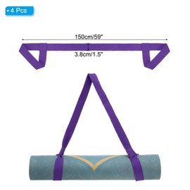 PATIKIL Yoga Mat Strap, 4 Pack Adjustable Yoga Mat Carrier Straps Sling Cotton Anti Slip Mat Holder Stretching Band for Exercise, Dark Purple