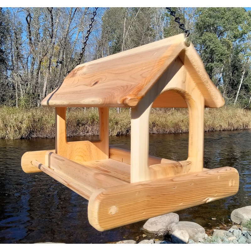 16 Inch Hanging Cedar Wood Arched Fly Through Platform Bird