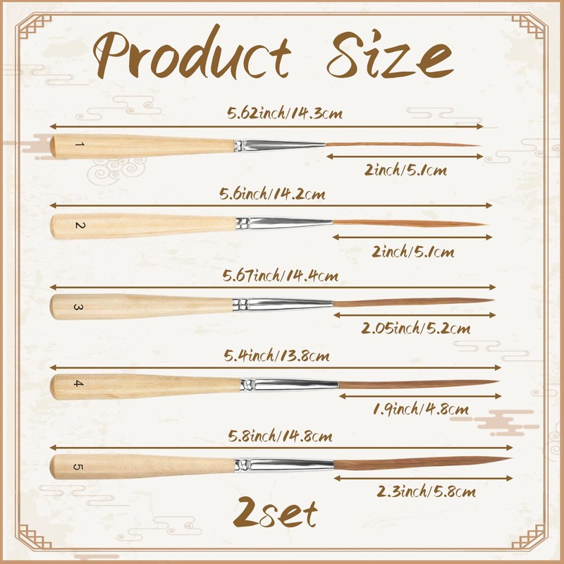 10Pcs Long Liner Brushes, Scroll Pinstriping Brush, Detail Paint Brushes