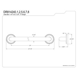 Kingston Brass DR814241 Designer Trimscape Laurel Decor 24-Inch Grab Bar with 1.25-Inch Outer Diameter, Polished Chrome