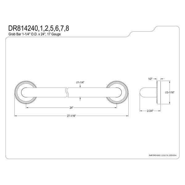 Kingston Brass DR814241 Designer Trimscape Laurel Decor 24-Inch Grab Bar
