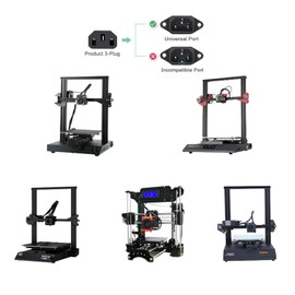 AC Power Cord for 3D Printers Creality Ultimaker, LulzBot, Prusa Research, etc.18AWG Universal Alternative 3-pin AC Power Cord, 6 ft
