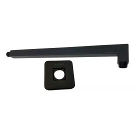Anbec Tubo Brazo Cuadrado Regadera Negro Mate 40cm Acero Inox