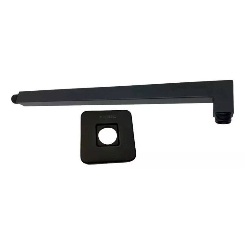 Anbec Tubo Brazo Cuadrado Regadera Negro Mate 40cm Acero Inox