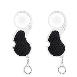 5X Pocket Magnifying Glass Handheld with Light, Small Illuminated Folding Hand Held Lighted Magnifier for Reading Jewelry Inspection Crafts Coins Hobby Low Vision (2 Pcs)