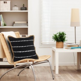 Trade AM LR Home 18x18 Inches Jute Bordered Cotton Throw Pillow Covers for Home Decor | Eclectic Boho Cushion Covers for Throw Pillows | Perfect for Living Room Couch & Bedroom Decorations | Black