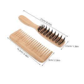 Ipetboom 2pcs Bristle Comb Set Hair Accessory Dry Hair Brush Wide Tooth Comb for Curls Scalp Brush Hairstyle Accessory Women Hairbrush Hairstyle Supply Mane Beige