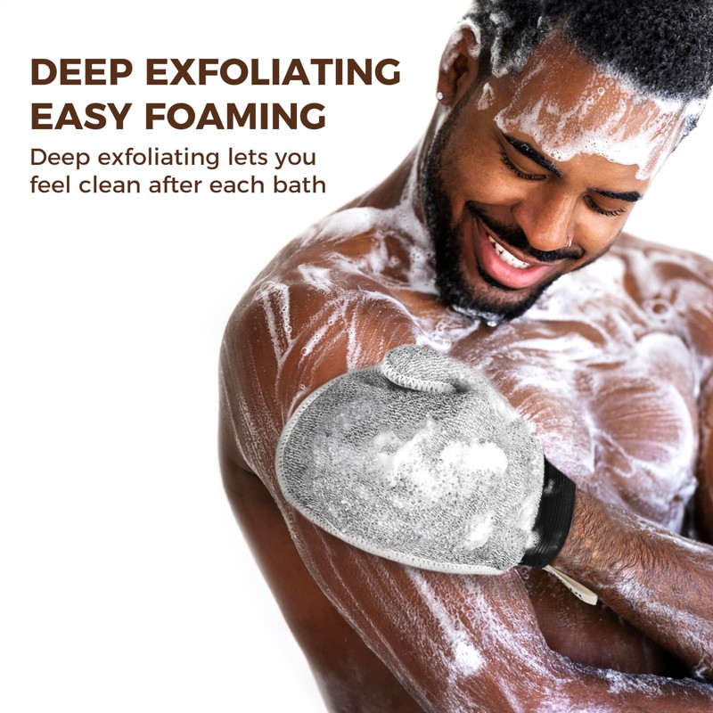 ZOMCHI 2 Pack Deep Exfoliating Glove with Dual Texture, Massage