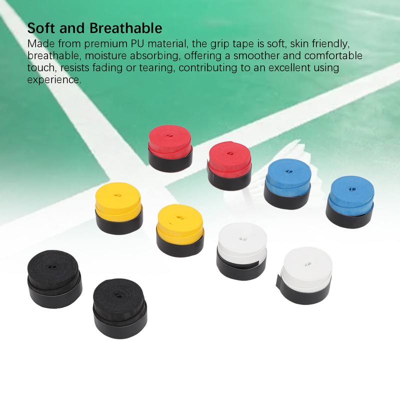 10Pcs Tennis Racket Grip Tape Anti Slip Comfortable Sweat Absorbent