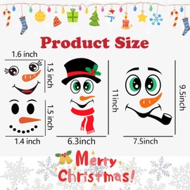 47 PCS Snowman Face Stickers for Crafts Christmas Vinyl Snowman Face Decals for Ornaments Glass Water Bottles Cup Window Wall Christmas Decorations