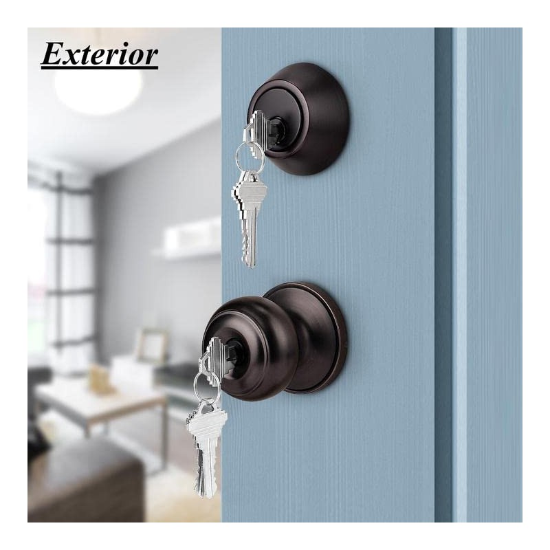 Probrico Entry Door Knob Keyed Alike with Single Cylinder Deadbolt