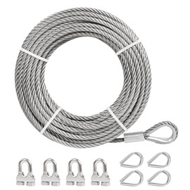 5/16 Stainless Steel Cable, Heavy-Duty 7x19 Wire Rope for Zip Line, Boat Lift, Winch & Deck Railing, 9000 lbs Breaking Strength, Marine-Grade Cable Line with Pre-Looped Ends (100FT)