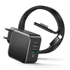 USB C Ladegerät 65 W mit Surface Ladekabel Kompatibel mit Surface Pro 9/8/7/6/5/4/3/2017 Surface Go/Laptop/Book 2-Port Surface Ladegerät