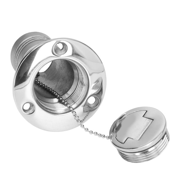 38mm (1-1/2in) Boat Deck Fuel Filler, Stainless Steel Marine Gas Caps with Keyless Cap, Water Injection Port for Boats Trucks Caravans Trailers(Fuel)