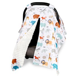 ManFaiSky Car Seat Cover Baby, Soft Carseat Covers Baby Girl, Multi-Use Nursing Cover & Infant Carseat Canopy, Animals