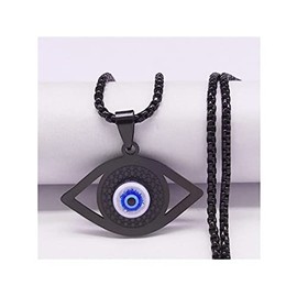 Collar Dije Ojo Turco Para Protección De Acero Inoxidable Negro