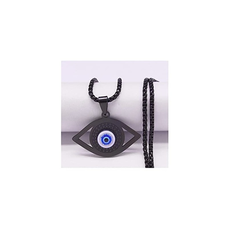 Collar Dije Ojo Turco Para Protección De Acero Inoxidable Negro