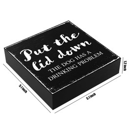 Funny Bathroom Decor Wooden Box Sign, Problem Wood Block Plaque for Bathroom Shelf Decor, Wood Sign for Toilet Restroom Desk, Rustic Funny Decoration Gifts for Friend Coworker