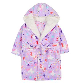 Girls/Kids/Infants Soft Plush Fleece Dressing Gowns/Bathrobe Snuggle Cosy Warm Gift 2-13 (Magical Unicorn, 11-12 Years)