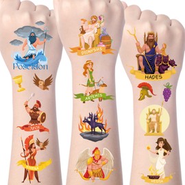 Yoyuspy Greek Mythology Temporary Tattoos - 200+ Greek Party Decorations Favors Supplies, Zeus Poseidon Athena Apollo Tattoo Stickers Gifts for Kids Adults, Mythology Themed Birthday Decor Rewards