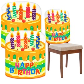 2 PCS Birthday Chair Cover Colorful Birthday Chair Covers for Classroom Office Home Kids Birthday Party Decor