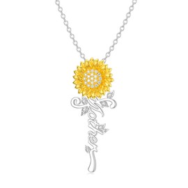 LONAGO Sunflower Necklace for Mother 925 Sterling Silver Always My Mom Forever Mother Pendant Gifts Mother’s Day Jewelry for Women