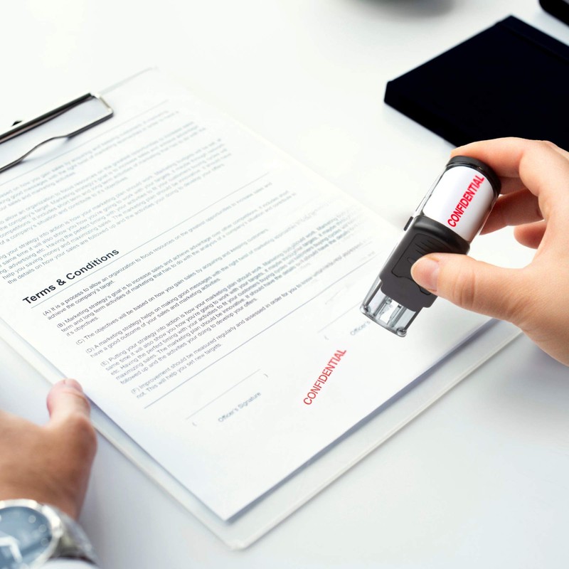 Self Inking Rubber Stamp, Refillable Red Ink Preinstalled - (9/16"