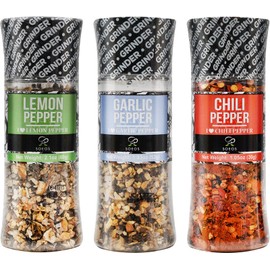 Soeos Spice Seasoning Set of 3, 4.98oz(142g), With Integrated Grinders, Salt and Pepper Grinder Set, Pure and Fresh Perfect for BBQ Seasoning Gift Set, Grilling Spice, Herb, Spice & Seasoning Gifts