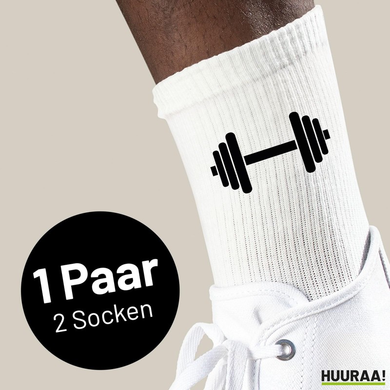 Huuraa Unisex Socks Dumbbell Silhouette Gift Size 37/46 Dumbbell Gift