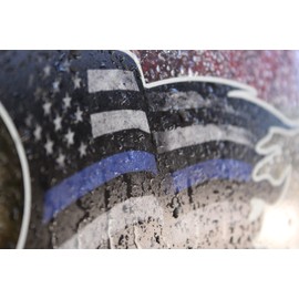 Thin Blue Line Police Officer Tattered Distressed American Flag decal sticker