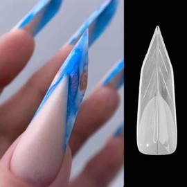 Professional Stiletto Fake Nail Tips for Nail Extensions - Poly Gel Nail Kit with 12 Sizes, 120 PCS - Full Cover Nail Forms for Builder Gel - Ideal for Salon & Home DIY Nail Art