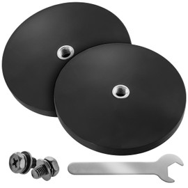 Poppstar 2 x Neodymium Rubber Magnets Diameter 88 mm with Internal Thread M8 42 kg Holding Force with Wrench and 2 Screws