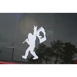 n/a Bigfoot Holding Wyoming state Flag die-cut sticker, Buy 2 get 1 FREE