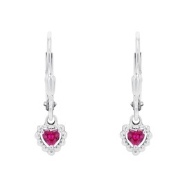 Amor Earrings 925 Sterling Silver Girls Children's Earrings with Synthetic Zirconia Heart, Comes in Jewellery Gift Box, Silver, Cubic Zirconia