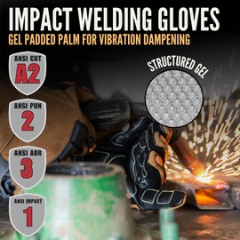 Cestus 7027, Impact Welding Gloves (1,3,12,60 pairs) Gel Padded Palm for Power Tool Handling, Vibration Dampening (1 Pair, X-Large)