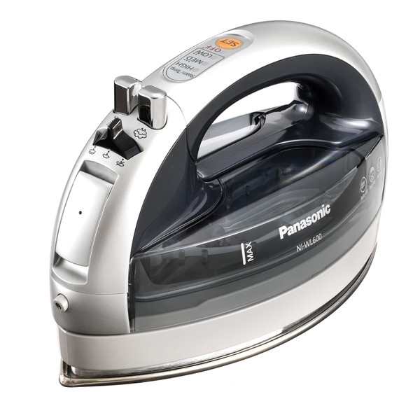 Panasonic NI-WL600 Cordless, Portable 1500W Contoured Multi-Directional Steam/Dry Iron, Stainless Steel Soleplate, Power Base and Carrying/Storage Case, Silver