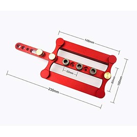 CarAngels Drill Guides Jig Woodworking Drilling Drill Locator Guide Dowel Guide Set Adjustable 6/8/10mm Woodworking Tool Set Aluminum Alloy (Red)