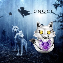 GNOCE Cute Animals Hugged Heart Charms Bead 925 Sterling Silver Gemstone Charm Jewellery Gift for Women Girls Daughter Fit Snake Chain Bracelets / Necklace, Silver