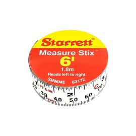 Starrett Tape Measure Stix with Adhesive Backing - Mount to Work Bench, Saw Table, Drafting Table - 3/4" x 2m/6', English Metric, Left-Right Reading - SM66ME