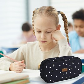 Yommie XXL Pencil Case Oxford Pencil Case with Zip Single Case Pencil Case Organiser for Teenagers Boys Girls, Spotted, pencil case