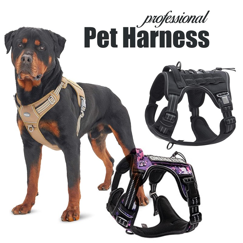 Tactical Dog Harness, for Hiking Training Military Service Dog Harness