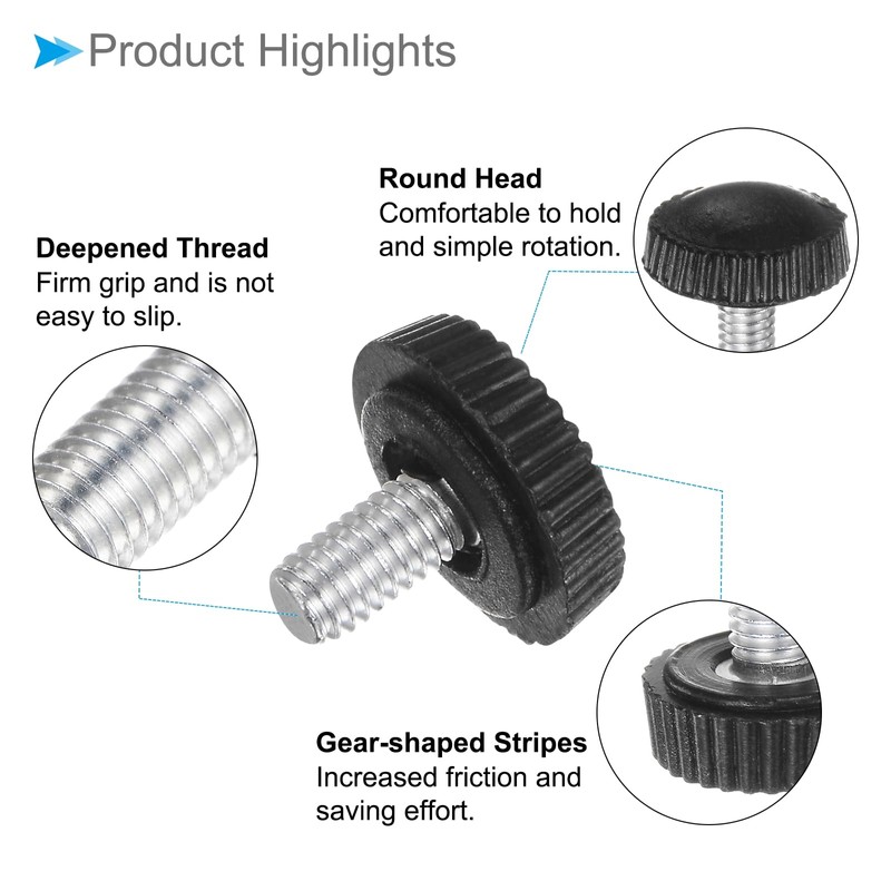 CoCud Thumb Screw Knurled Knobs, M4 x 6mm Male Thread,