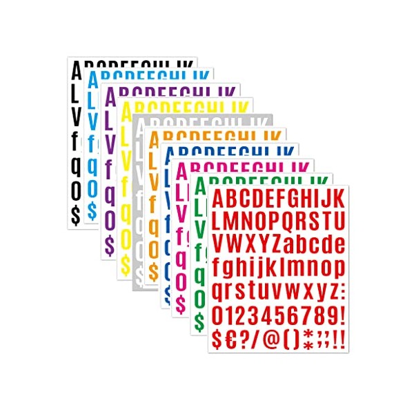 10 Sheets Alphabet Stickers 720 Alphabet Stickers Vinyl Self-Adhesive Number