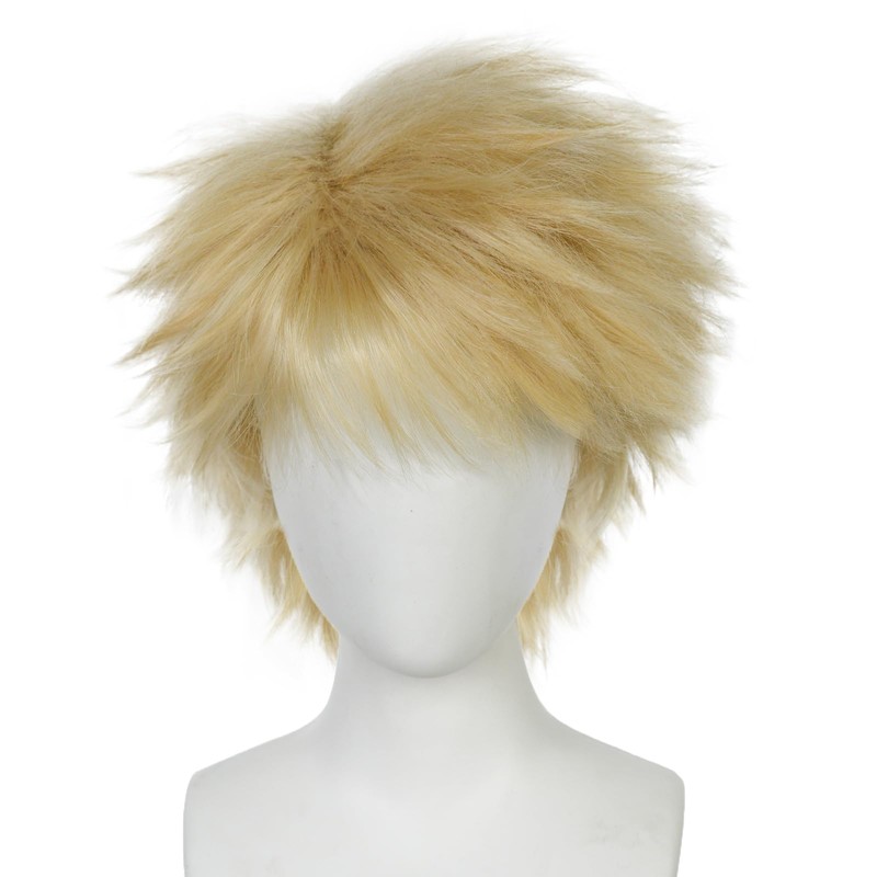 Short Blonde Wig Men Blonde Cosplay Wigs with Bangs Anime