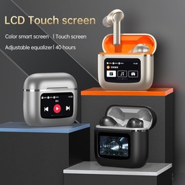 Aktive Noise Cancelling Kopfhörer in Ear ANC Wireless Headphones Kopfhoerer mit Touchscreen Bluetooth kabellos Kopfhörer Geräuschunterdrückung im Ohr mit Bildschirm schnurlos drahtlos Ohrhörer Earbuds