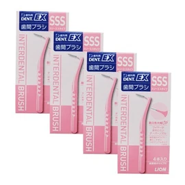 Lion DENT.EX Interdental Brushes, 4 Pieces x 4 Pieces (SSS (Pink))