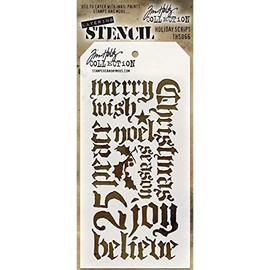 Stampers Anonymous Holiday Script Stencil, 21.5 x 10.5 x 0.1 cm, Multi-Colour